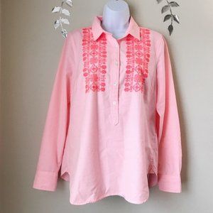 J Crew Embroidered Button Blouse